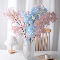 Composition florale artificielle en soie faite à la main, thème Automne Mystérieux, avec Lilas, Fleur de Cerisier et Orchidée, pour la décoration de plafond de salle de mariage