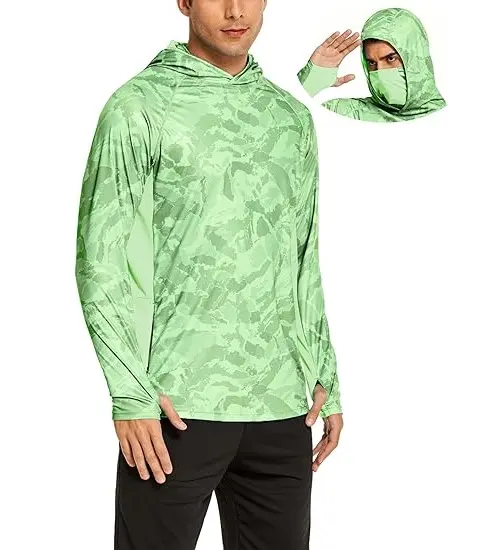 शीर्ष बिक्री कस्टम पुरुषों की हल्के एसपीएफ़ आउटडोर यूवी हाइकिंग फिशिंग शर्ट्स यूपीएफ 50+ धूप से सुरक्षा लंबी आस्तीन वाली हुडी शर्ट्स