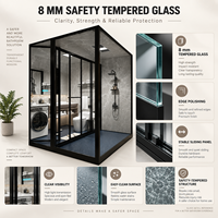 Module de salle de bain préfabriqué moderne YEETE, douche intégrée, toilettes, lavabo, certifié CE, verre 8 mm, étanche, hôtel, appartement