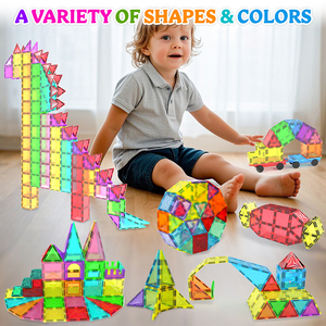 100 Piezas de Bloques Magnéticos 3D, Juego de Construcción Creativo STEM, Juguetes Educativos de Construcción Magnética para Bebés y Niños, Idea de Regalo - Product Image 4