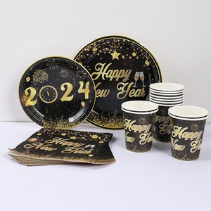2025 <span class=keywords><strong>anno</strong></span> nuovo Party Set di stoviglie monouso Premium In alluminio In Stock piatti di carta tazze stendardo decorazioni da tavola compleanni - Product Image 4