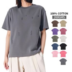เสื้อยืดคอโอเวอร์ไซส์ทรงหลวม ผ้าคอตตอนหนา 260GSM เป็นมิตรต่อสิ่งแวดล้อม ทอแบบเรียบ สไตล์สตรีทแวร์ ลุคสปอร์ต พรีเมียม - Product Image 2