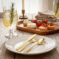 Ensemble de 300 couverts jetables en plastique doré très résistants, comprenant 100 fourchettes, 100 cuillères et 100 couteaux, pour fêtes, baby showers et mariages