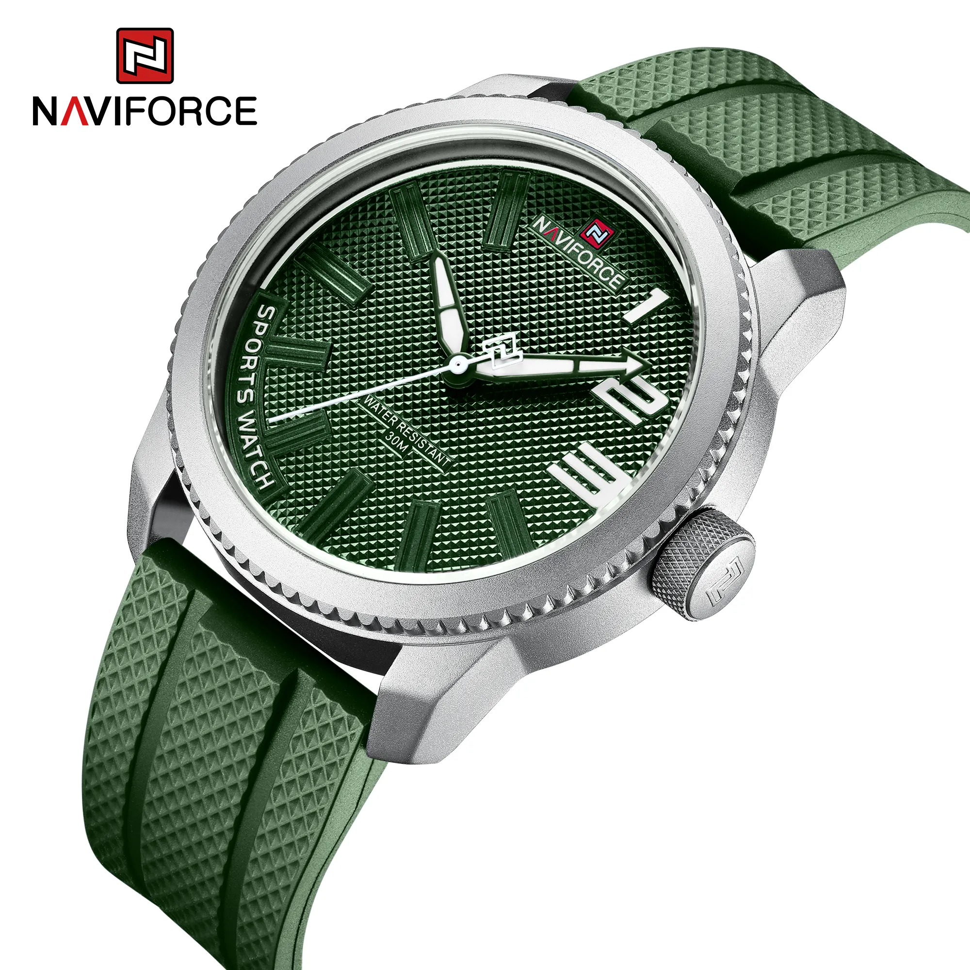 NAVIFORCE Men Sports Wrist Watches Waterproof Leather Strap Men Watch Fashion Green Clock Relogio Masculino