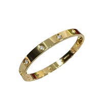 Bijoux de mode en gros, plaqué or 18 carats, acier inoxydable, bracelet jonc en zircon plein de diamants, bracelet jonc à visser pour femmes
