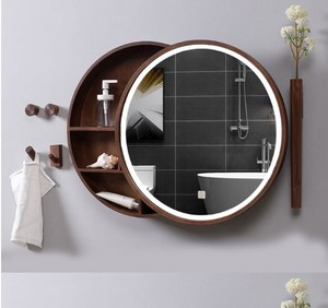 Armadietto a Specchio LED Rotondo per <span class=keywords><strong>Bagno</strong></span> con Ante Scorrevoli e Vano Portaoggetti, Vendita Diretta dalla Fabbrica per Ordini all'Ingrosso per Hotel e Progetti - Product Image 5