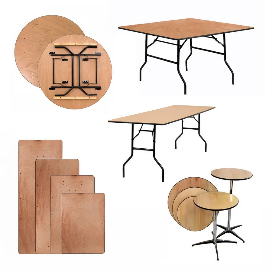 Fabricante de bajo precio y alta calidad portátil al aire libre mesa plegable de madera para banquetes