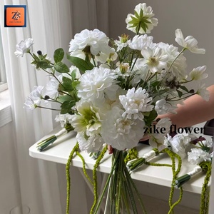 ZIKE Bouquet da Sposa Personalizzato Elegante con Peonie Bianche, Orchidee Bordeaux, Calla, Amaranti e Decorazioni Romantiche per Matrimoni - Product Image 3