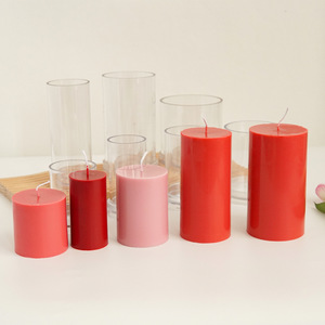 Molde cilíndrico de plástico PC de alto brillo <span class=keywords><strong>para</strong></span> velas de pilar con parte superior plana, ideal <span class=keywords><strong>para</strong></span> manualidades DIY, aromaterapia y velas de flores secas. - Product Image 1