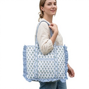 Sac fourre-tout matelassé en coton de haute qualité, grand format, style vintage, couleur unie, fait main, sac à bandoulière réutilisable et écologique - Product Image 1