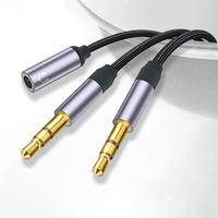 Kabel Adaptor AUX Headphone Stereo Jack 3.5mm Terlaris, Kabel Ekstensi Portabel Male ke Dual Female untuk Speaker PC