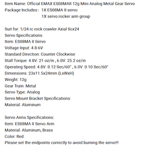 Official ES08MA 12g/1.8kg/10sec Metal Gear Simulation <b>Robot</b> Server ES08MAII <b>Mini</b> Analog for RC Car Truck Parts - Product Image 6