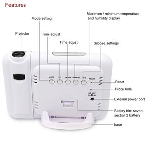 Réveil numérique avec projection, fonction snooze, prévisions météo, horloge de projection, température et humidité de la table, affichage couleur hebdomadaire - Product Image 5