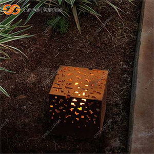 Modern Bollard Light in Corten Steel <b>for</b> <b>Garden</b> and Lawn Illumination - Product Image 3