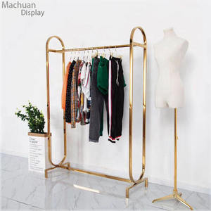 Golden Women Clothing Store Display Rack Gold <strong>Clothes</strong> Store Racks for Dress - Product Image 1