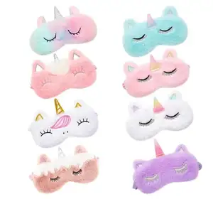 Máscara de Ojos de unicornio para niños, mascarilla para dormir, suave, color mezclado