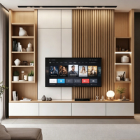 Mueble de TV Flotante con Almacenamiento Integrado, Diseño con Acabado de Madera Natural, Decoración de Pared Personalizada para Sala de Estar