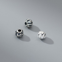 Perles d'espacement uniques en argent sterling S925, texture lave, 4-6 mm, surface irrégulière de météorite, perles rondes pour la fabrication de bracelets unisexes