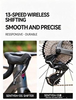 Vélo de Gravel en Carbone SENTYEH 13S avec Transmission Sans Fil, Freins Hydrauliques, Roues en Carbone Optionnelles 700C