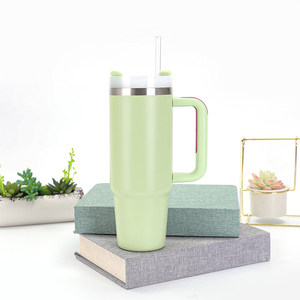 Gobelet 40 Oz en acier inoxydable isolé à double paroi Tasse à café sous vide avec poignée et paille - Product Image 2