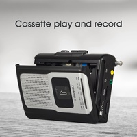 TOMASHI Lecteur de cassettes portable Walkman Radio AM/FM avec haut-parleur intégré Écouteurs Style classique Prêt pour MP3 Plastique noir