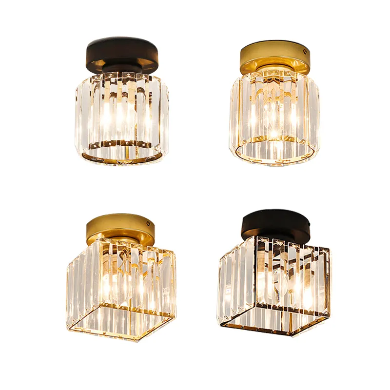 Modern Corridor Dining Glass balcony ceiling light Gold Led Crystal Hallway Ceiling Light