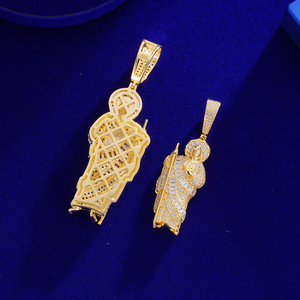 จี้พระนักบุญยูดา ดีไซน์สวยสะดุดตา สไตล์ฮิปฮอป หรูหราสำหรับผู้ชาย ชุบทองคำแท้ 14K ประดับเพชรซิคอนเกรด 5A บนตัวเรือนทองเหลือง - Product Image 4