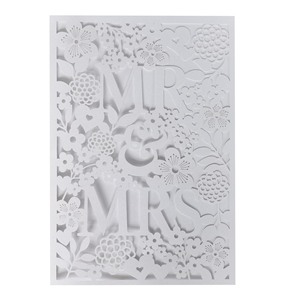 <span class=keywords><strong>Carte</strong></span> d'invitation de mariage de luxe découpée au laser avec vernis mat, motif floral ajouré, personnalisable pour Monsieur et Madame - Product Image 3