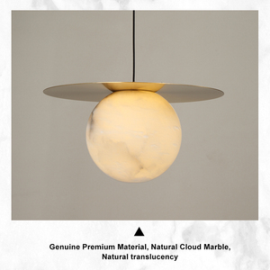 <span class=keywords><strong>Suspension</strong></span> minimaliste moderne en acier inoxydable et albâtre naturel avec abat-jour lisse pour la décoration intérieure - Product Image 3