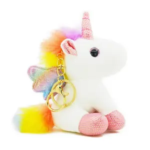 Custom Soft Pink Unicorn Plush Doll Toys Key Ring Keychain Mini Unicorn Plush Keychain Claw Machine Toys Plush