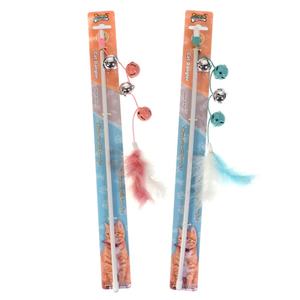 Muestra gratis, pluma de pájaro volador, palo de plástico, juguete interactivo para gatos, Teaser Dangler con anillos de cascabel - Product Image 2