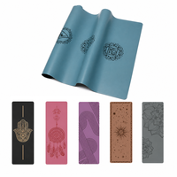 Tapis de yoga en PU de qualité studio supérieure, gravé au laser avec lignes de positionnement, respectueux de l'environnement, en caoutchouc naturel antidérapant