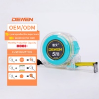 Ruban à mesurer rétractable DEWEN de 5 mètres avec coque transparente, impression de logo personnalisée sur la lame, ruban à mesurer en acier avec bouton d'arrêt