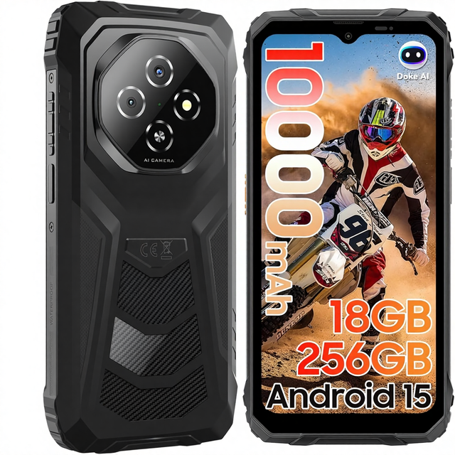 Blackview Fort 1 Rugged Android 15 4GB+128GB 10000mAh Battery Smartphone Unlocked Octa Core 4G Mobile Phone