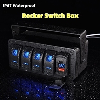 Boîtier de commutateurs à bascule 4 gangs 12V avec port USB Type C PD, voltmètre, pour voiture, camping-car, camion, bateau, étanche, avec autocollant