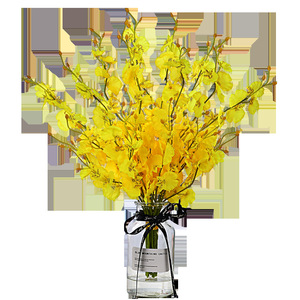 Fleurs artificielles jaunes en soie, orchidées Oncidium, 90 cm de haut, décoratives pour salon et chambre - Product Image 5