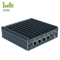 Ordinateur sans ventilateur pas cher J1900 J6412 N100 Mini PC de bureau 12v 10w I3 I5 I7 Mini PC avec emplacement pour carte SIM Dual LAN 4 LAN RS232