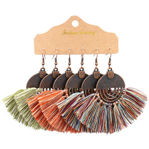 <span class=keywords><strong>2022</strong></span> conjunto de pendientes de borla largos bohemios Vintage para mujer, flecos de ganchillo hechos a mano, gran oferta con Material de aleación - Product Image 2