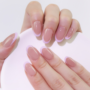 AIERFEI 24 Uds manicura francesa púrpura prensa acrílica en <span class=keywords><strong>uñas</strong></span> artificiales ovaladas <span class=keywords><strong>cortas</strong></span> <span class=keywords><strong>uñas</strong></span> postizas - Product Image 1