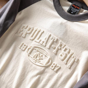 T-shirt pour homme personnalisé de qualité supérieure avec logo en relief, impression 3D, coton surdimensionné, col rond, t-shirt uni de haute qualité - Product Image 3