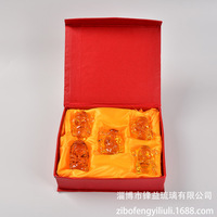 Ornement émaillé jaune [Zibo Glaze] Cinq Divinités de la Richesse, technique de cuisson, nouveau style chinois, patrimoine culturel immatériel, pour les affaires