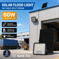 Faro LED Solare ad Alta Luminosità 160LM/W, Alloggiamento in ABS, Impermeabile IP65, Batteria LiFePO4 per Giardino, Cortile, Muro, Lampada da Esterno