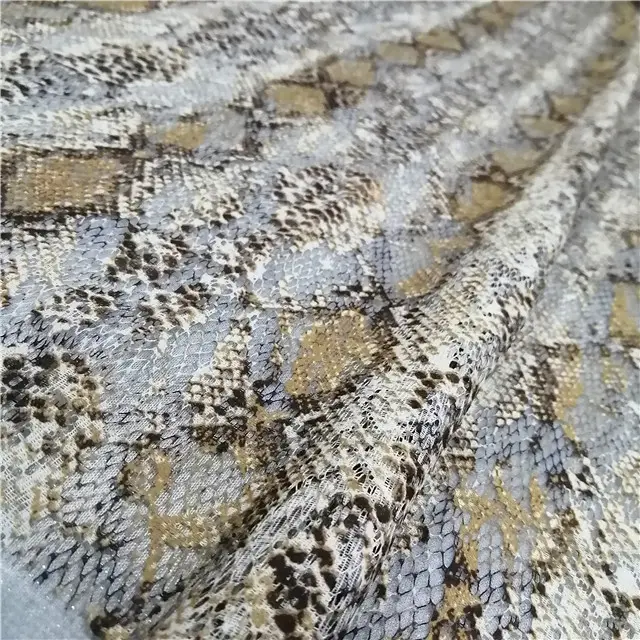 Poli dantel ile dijital baskı hayvan tasarım elbise kumaş