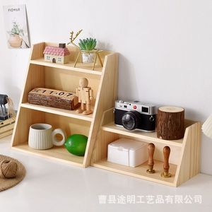 Wooden Desktop Multi Level <b>Shelf</b> 2 Tier Storage <b>Rack</b> For Cosmetic Cup Display Organizer Standing Type Multipurpose - Product Image 4