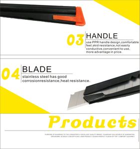 थोक आयरन + प्लास्टिक संभाल कार्बन स्टील ब्लेड स्वत: लॉक कटर 9mm मिनी उपयोगिता चाकू - Product Image 6