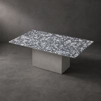 Table basse rectangulaire contemporaine en terrazzo avec piétement en ciment massif pour un design d'intérieur moderne, personnalisable