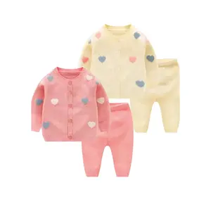 Baby Spring Clothing Baby Suit Children's Cardigan 3-6 Months Infants And Young Children Base Sweater Knitted Two-piece Set