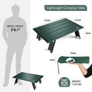Tavolino <span class=keywords><strong>da</strong></span> <span class=keywords><strong>Spiaggia</strong></span> Pieghevole Mini Portatile in Alluminio Ultraleggero Verde per Campeggio e Attività all'Aperto - Product Image 3