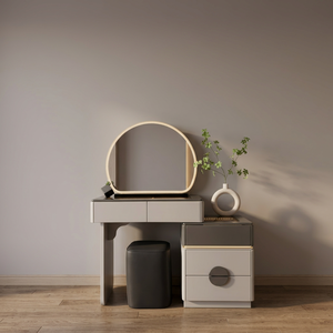 Table de maquillage moderne avec miroir éclairé et tiroirs de rangement pour meubles de chambre - Product Image 3