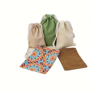 Hot Sale Eco Reusable Organic Cotton Canvas Linen Jewelry Muslin Drawstring Dust Bag <b>Pouch</b> With Custom Logo Printed - Product Image 3